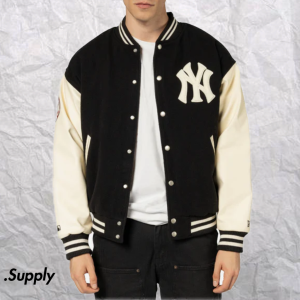 NEW ERA VARSITY JACKET YANKEES  AZUL BEIGE