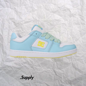 DC SHOES WOMENS MANTECA 4	LIGHT BLUE/YELLOW/WHITE