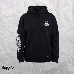 FALLEN BAM HOODIE BLACK WHITE BAM MARGERA