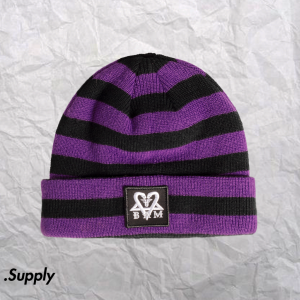 FALLEN  BAM STRIPED BEANIE PURPLE BLACK BAM MARGERA