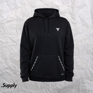 FALLEN BARBED BONES HOODIE	BLACK WHITE